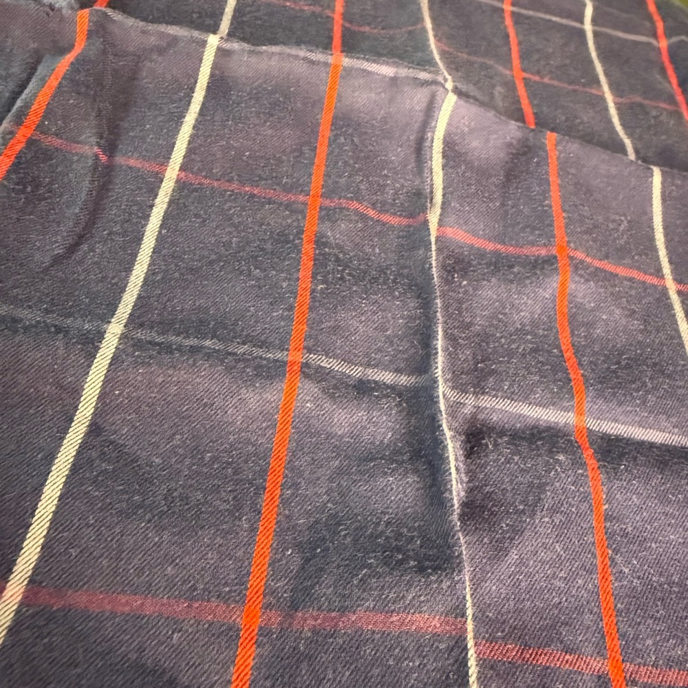 Burberry Vintage Handkerchief Plaid Navy Red White Scarf - Picture 4 of 6